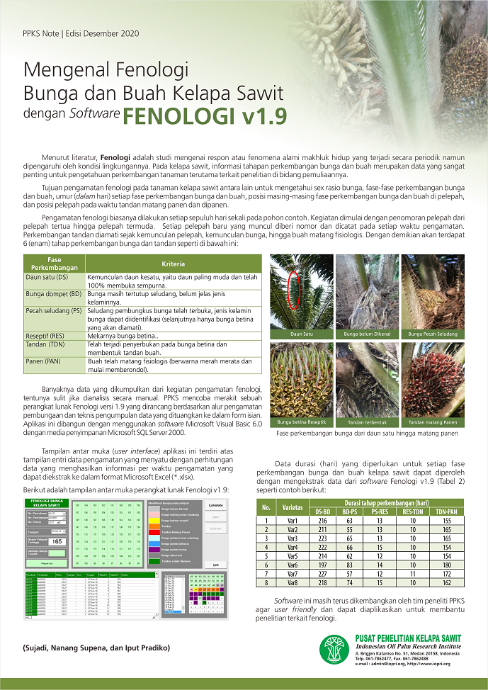 EDISI Desember 2020 - Mengenal Fenologi Bunga dan Buah Kelapa Sawit dengan Software FENOLOGI v1.9